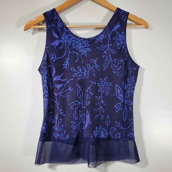 Victoria's Secret Floral Mesh Hem Cami Blue Size Small - Picture 4 of 8